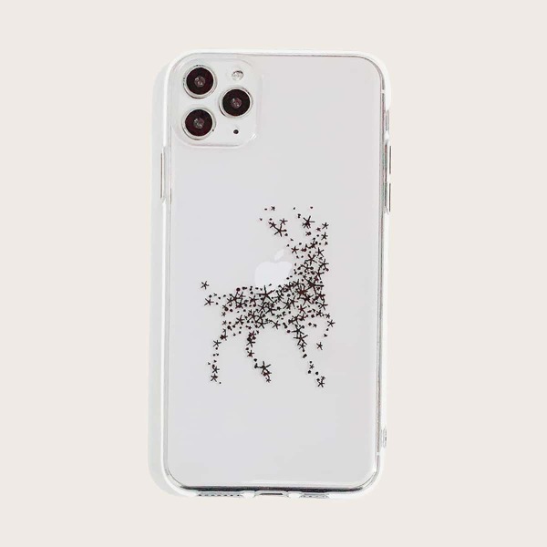 

Elk Print Transparent iPhone Case, Black clear