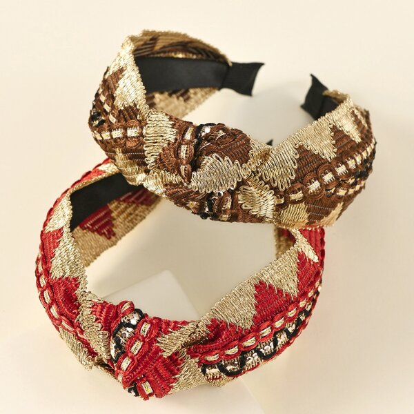 

2pcs Cross Knot Hair Hoop, Multicolor