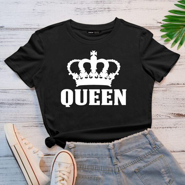 

Crown And Letter Graphic Tee, Black