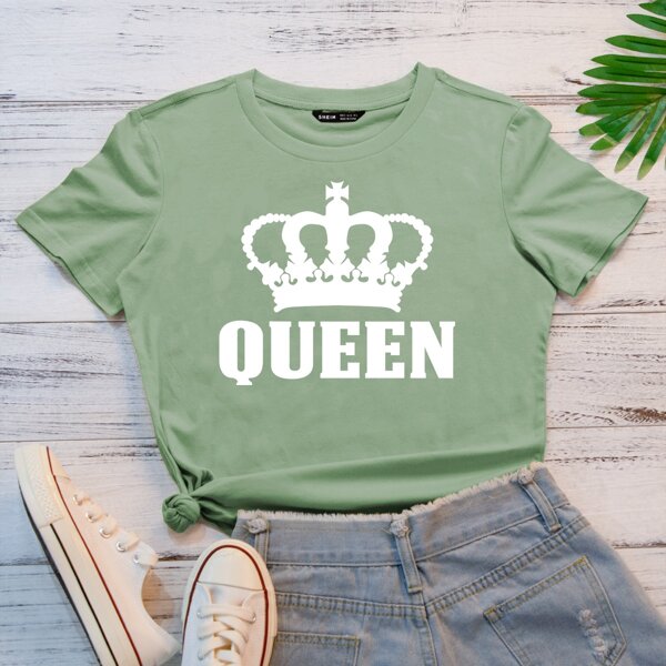 

Crown And Letter Graphic Tee, Mint green