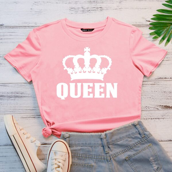 

Crown And Letter Graphic Tee, Baby pink