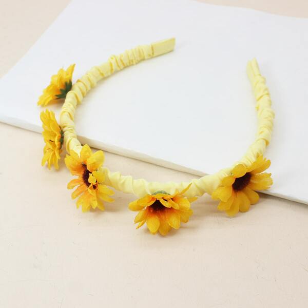 

Toddler Girls Flower Decor Hair Hoop, Yellow