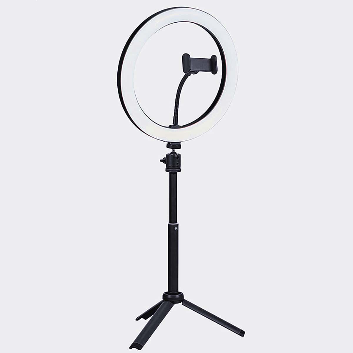 

1pc Ring Fill Light & Stand & Phone Holder, Black