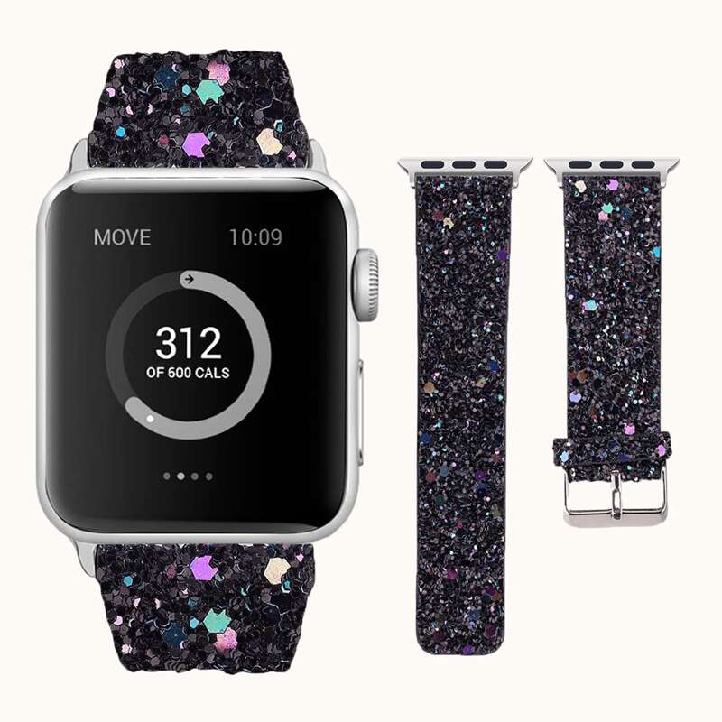 

Glitter Sequin Apple Watch Band, Black