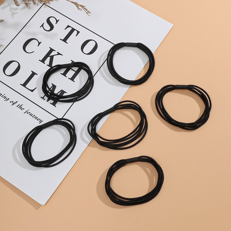 

6pcs Solid Hair Tie, Black