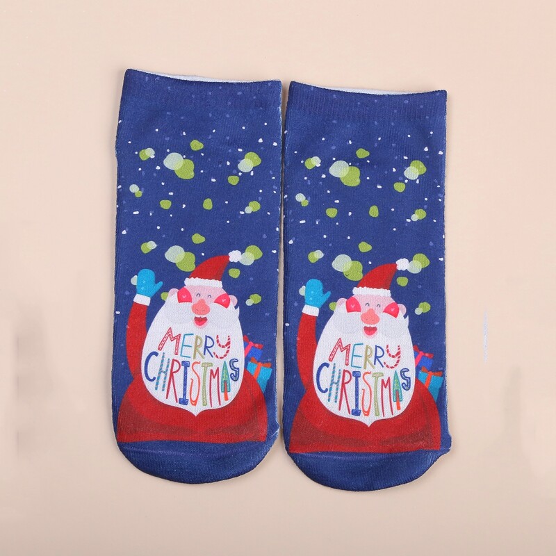 

1pair Christmas Santa Claus Ankle Socks, Blue