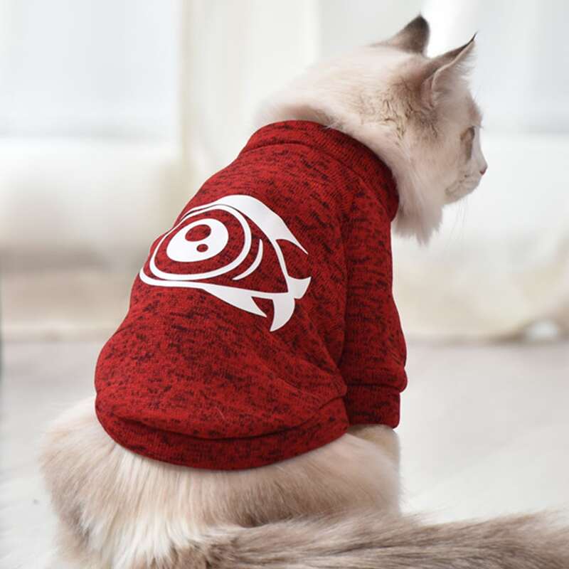 

Fish Pattern Cat Sweater, Red