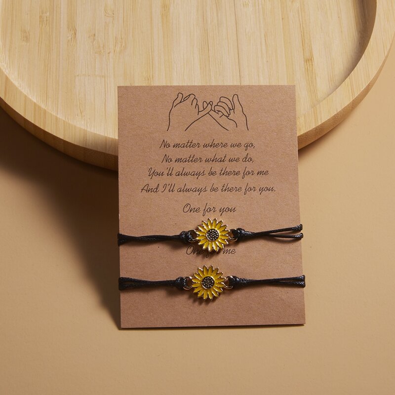 

2pcs Couple Flower Decor Bracelet, Yellow