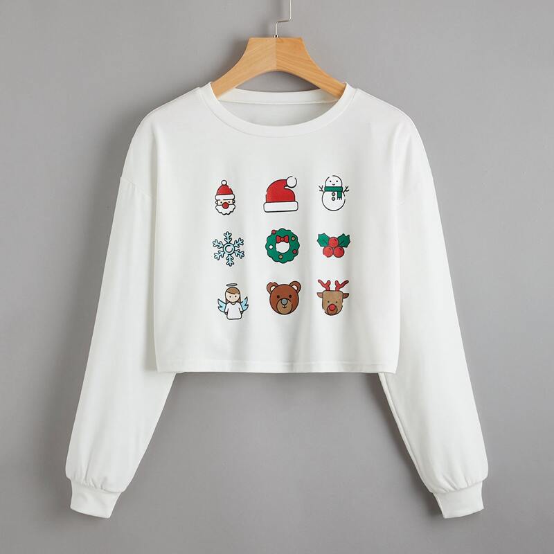 

Christmas Cartoon Graphic Tee, White