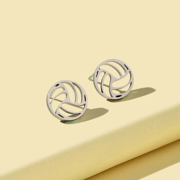 

Hollow Out Round Design Stud Earrings, Silver