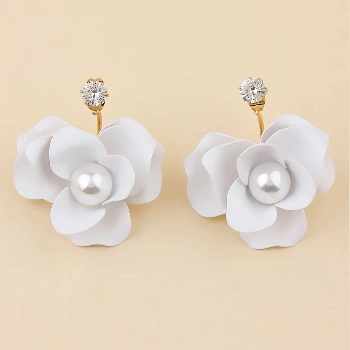 

1pair Floral Ear Jacket, White