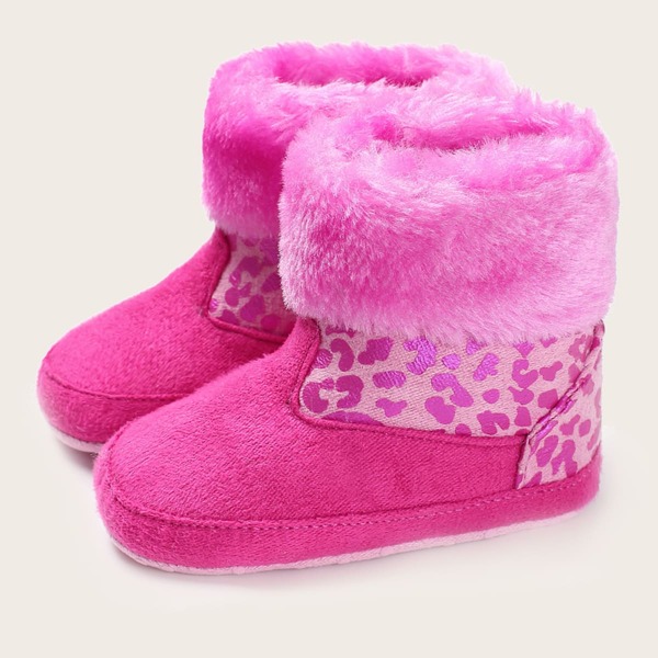 

Baby Boy Leopard Print Faux Fur Lined Boots, Hot pink