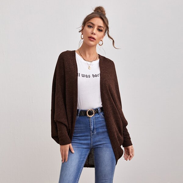 

Open Front Dolman Sleeve Coat, Chocolate brown