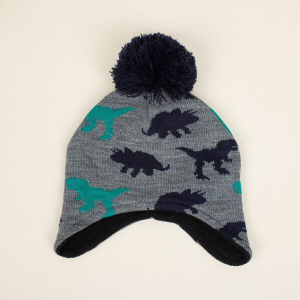 

Toddler Kids Animal Pattern Hat, Dark grey