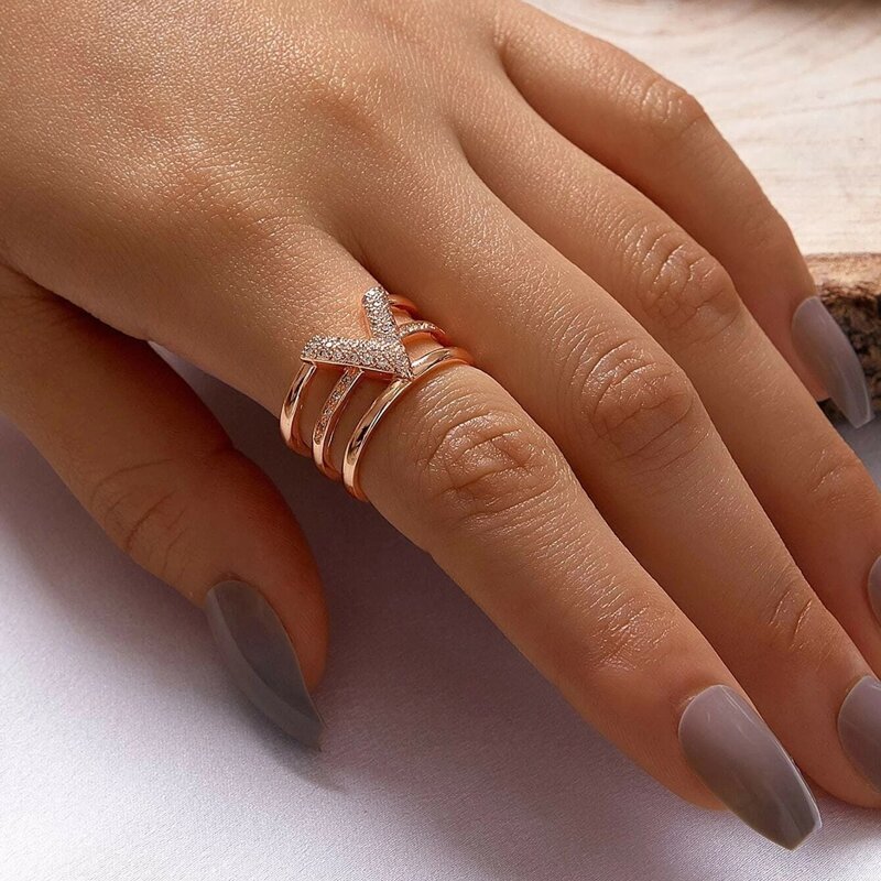 

Rhinestone Letter Ring, Rose gold