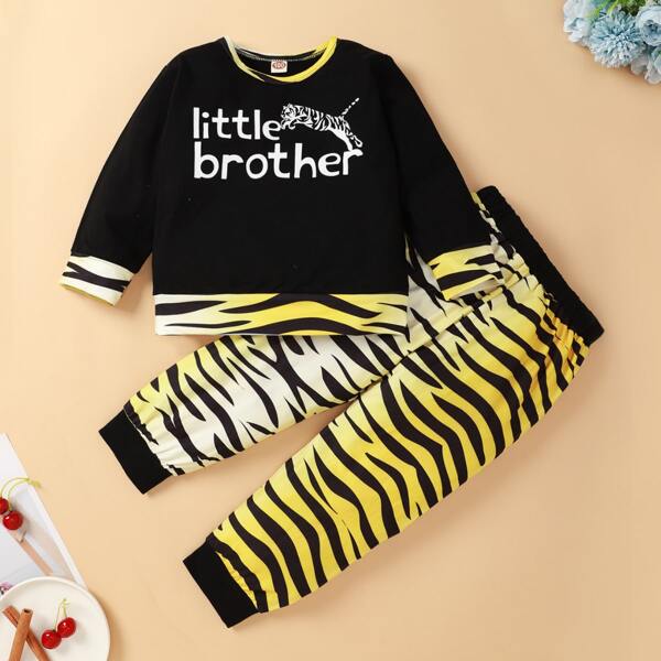 

Toddler Boys Tiger And Letter Graphic Tee & Sweatpants, Multicolor