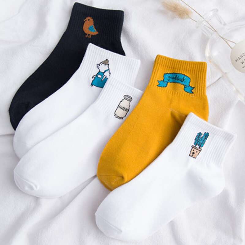 

5pairs Cartoon Ankle Socks, Multicolor
