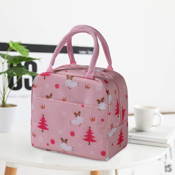 

Cartoon Graphic Insulated Lunch Bag, Pink