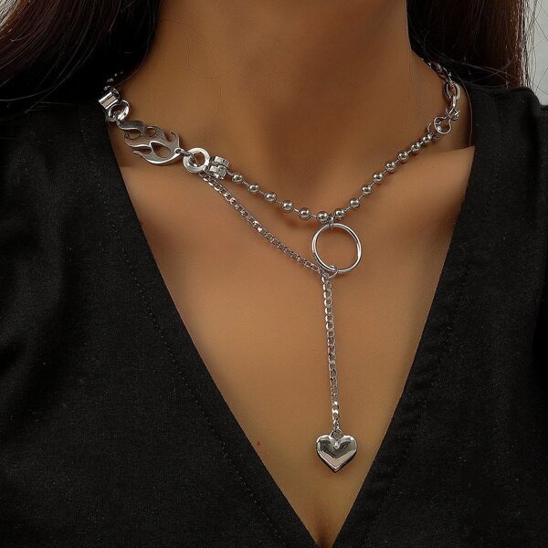 

Heart Pendant Necklace, Silver