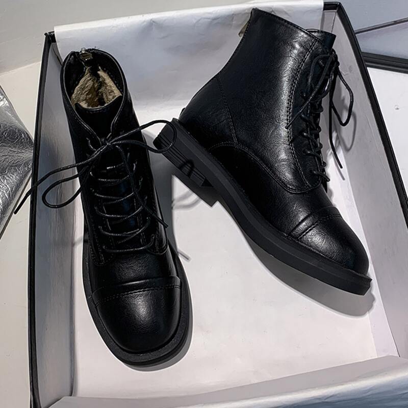 

Lace-up Front Combat Boots, Black