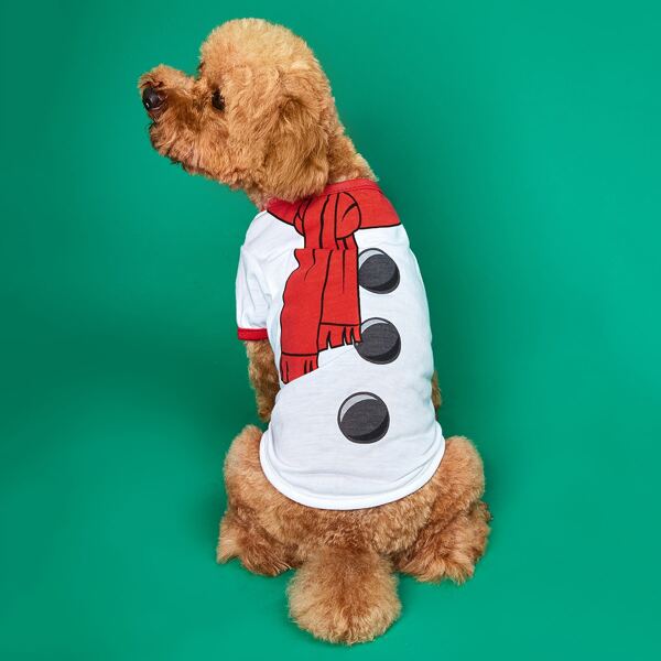 

Christmas Graphic Dog Tee, White