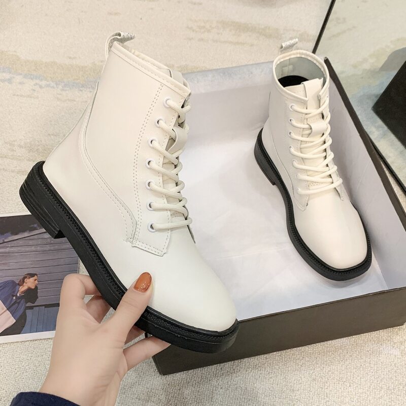 

Lace-up Front Combat Boots, Beige