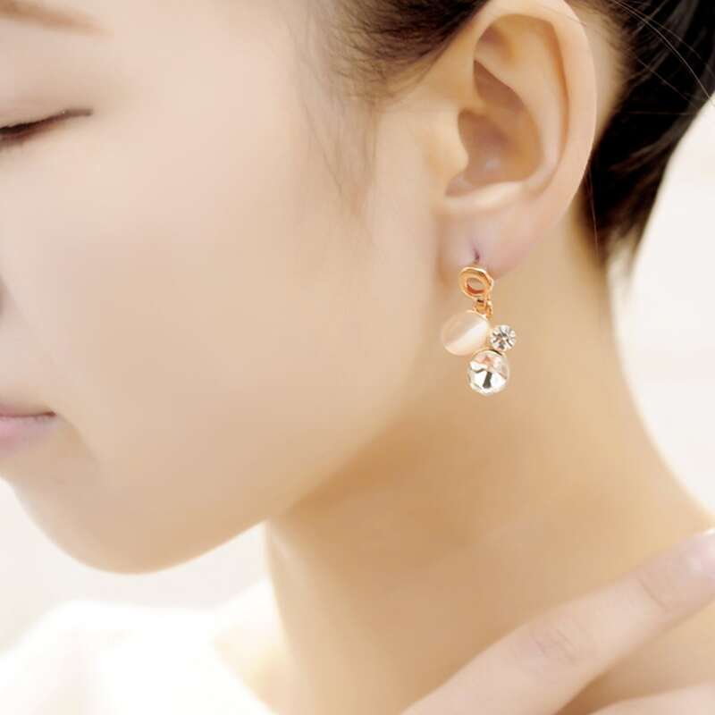 

Rhinestone Drop Earrings, White