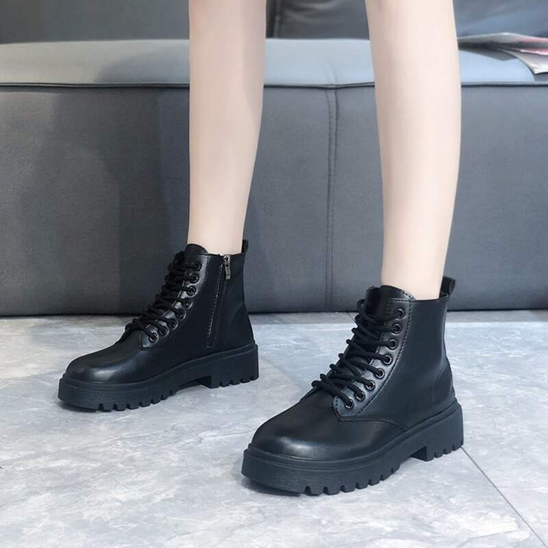 

Lace-up Front Combat Boots, Black