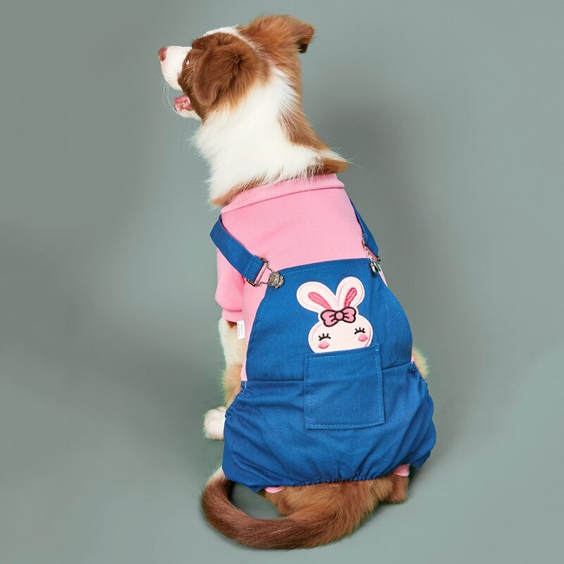 

1pc Rabbit Patched Dog Jumpsuit, Pink