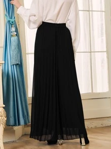 Modelyn Wide Leg Pleated Trousers - Black - View 2