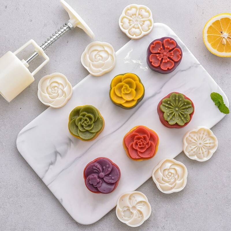 

7pcs Chinese Mooncake Mold Set, Beige