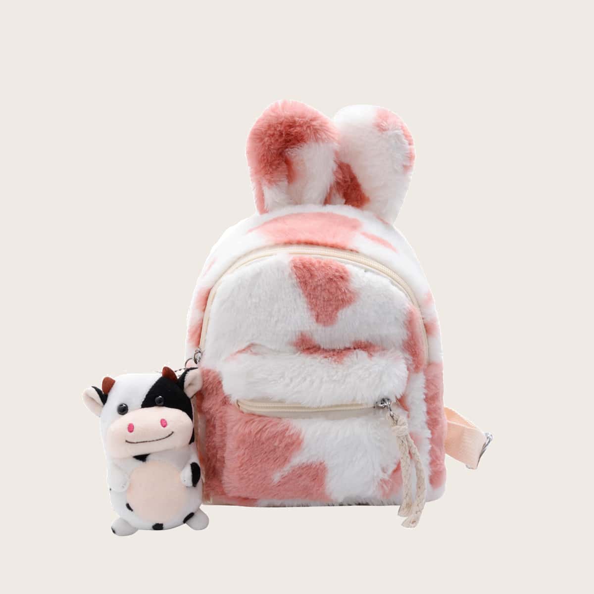 

3D Ear Graphic Fluffy Backpack, Multicolor