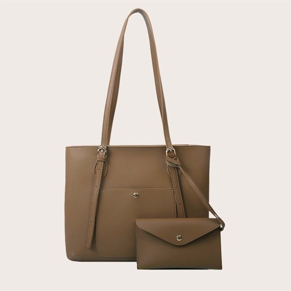

Minimalist Tote Bag With Purse, Brown