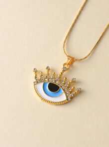 眼睛吊墜項鍊 - 金黃色 - 查看 3