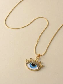 眼睛吊墜項鍊 - 金黃色 - 查看 4