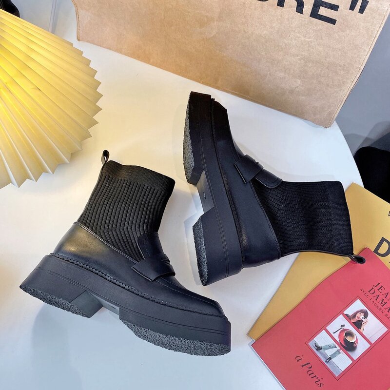 

Solid Sock Boots, Black