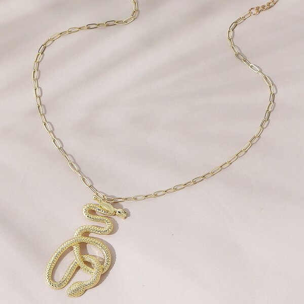 

Snake Pendant Necklace, Gold