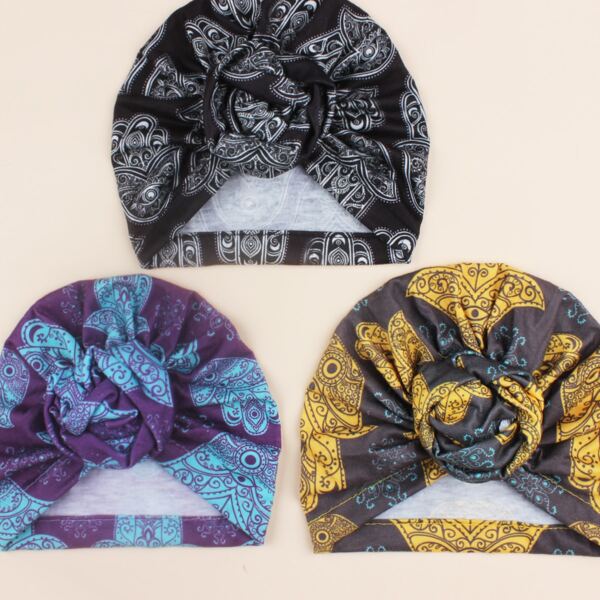 

3pcs Baby Color Block Turban Hat, Multicolor