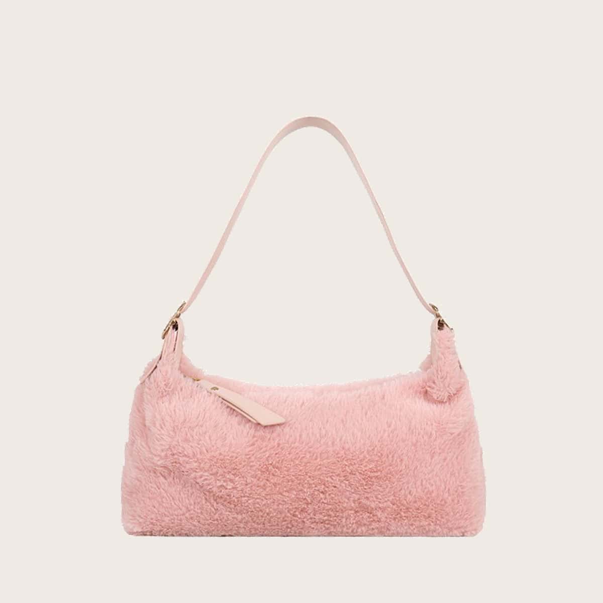 

Fluffy Baguette Bag, Pink