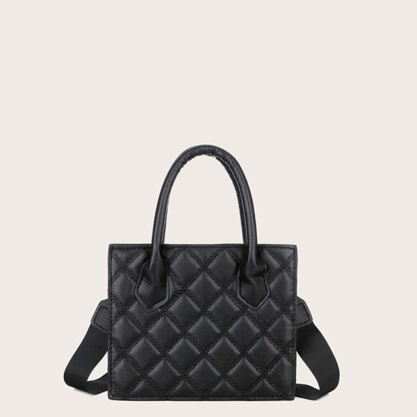 

Quilted Satchel Bag, Black