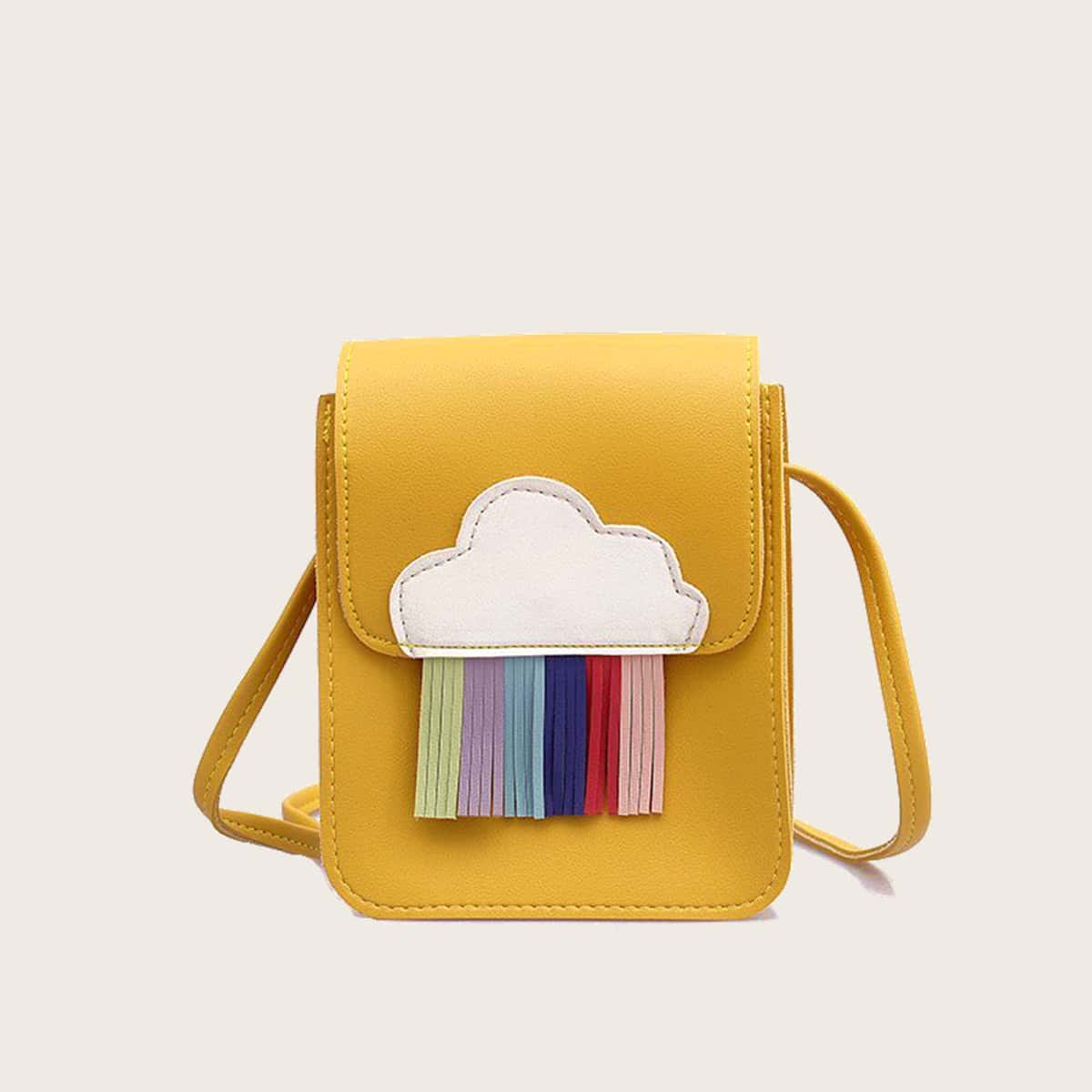 

Cloud Tassel Flap Crossbody Bag, Yellow