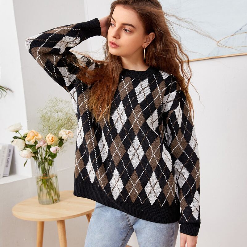 

Argyle Pattern Sweater, Multicolor