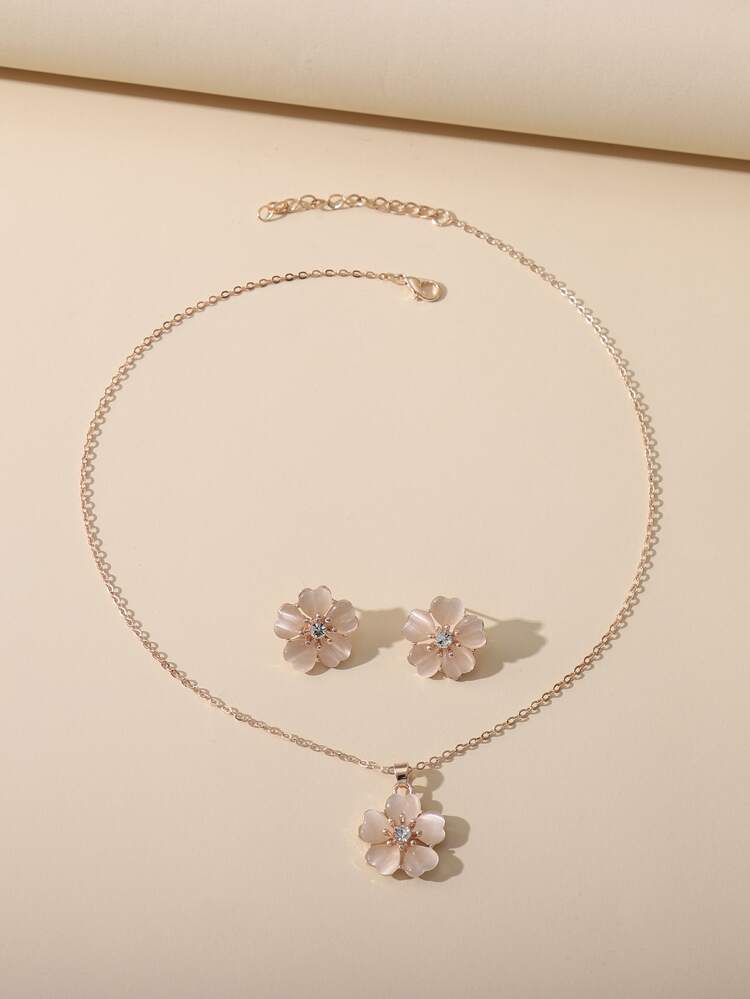 Flower Charm Necklace & Earrings Valentines