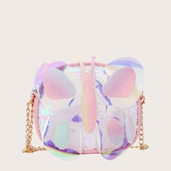 

Girls Holographic Butterfly Decor Crossbody Bag, Pink