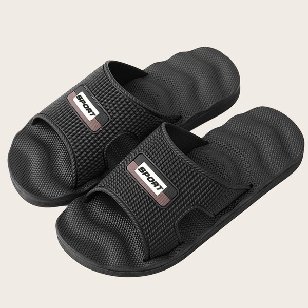 

Men Letter Graphic Cut-out Slides, Black