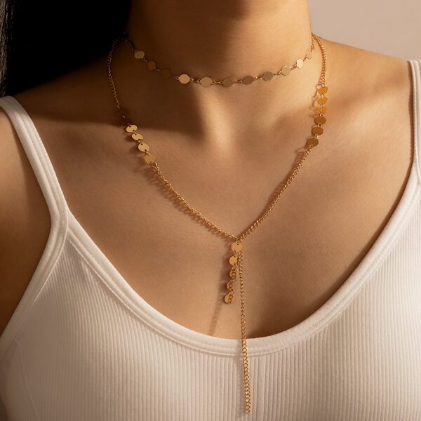 

Disc Decor Layered Necklace, Gold