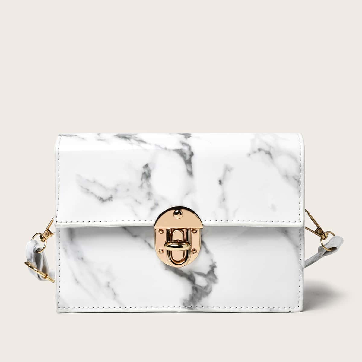 

Marble Pattern Crossbody Bag, White