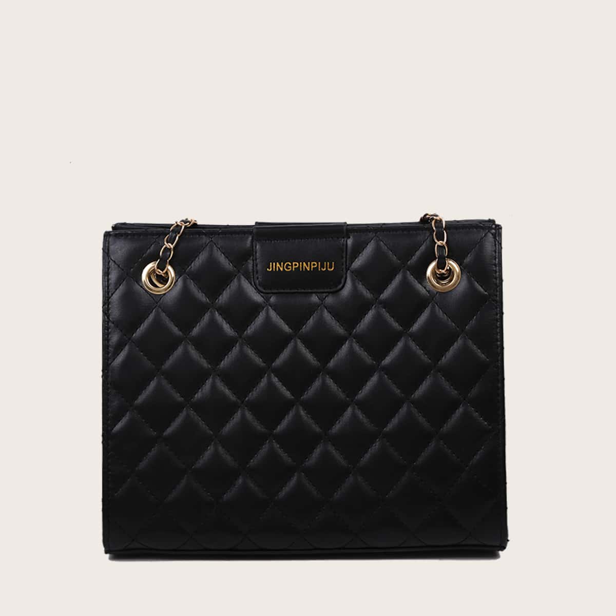 

Quilted Chain Crossbody Bag, Black