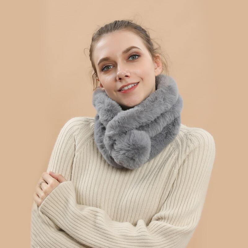 

Pom Pom Decor Plain Scarf, Grey