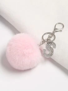 1入組鑽石&首字母&球形鑰匙扣,適用於汽車,手機,包包等 - 淺粉色 - 查看 4